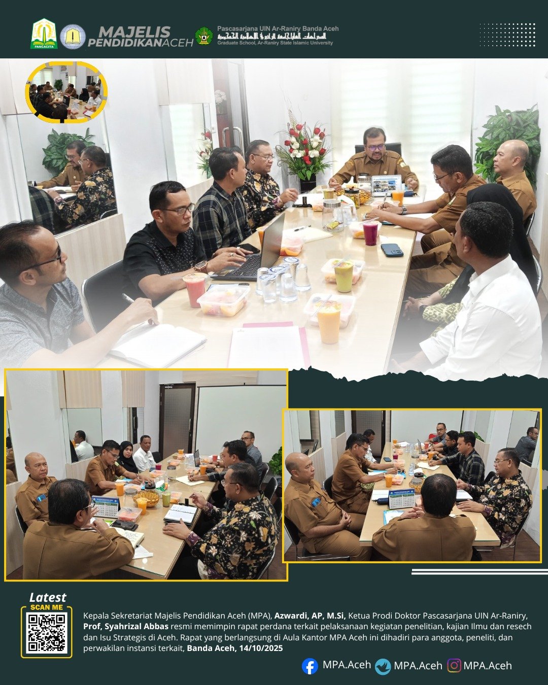 Preparatory Meeting for Cooperation Between the Postgraduate School of UIN Ar-Raniry and the Aceh Education Council (MPA)